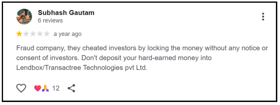 Lendbox user complaint