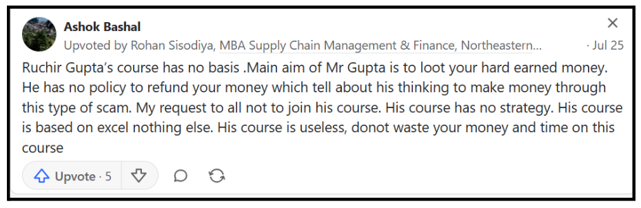 Ruchir Gupta User Complaints