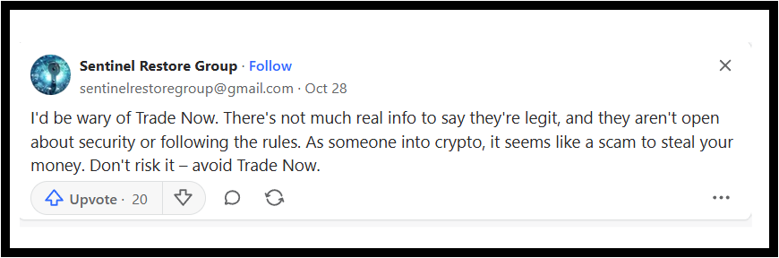 TradeNow User Complaints