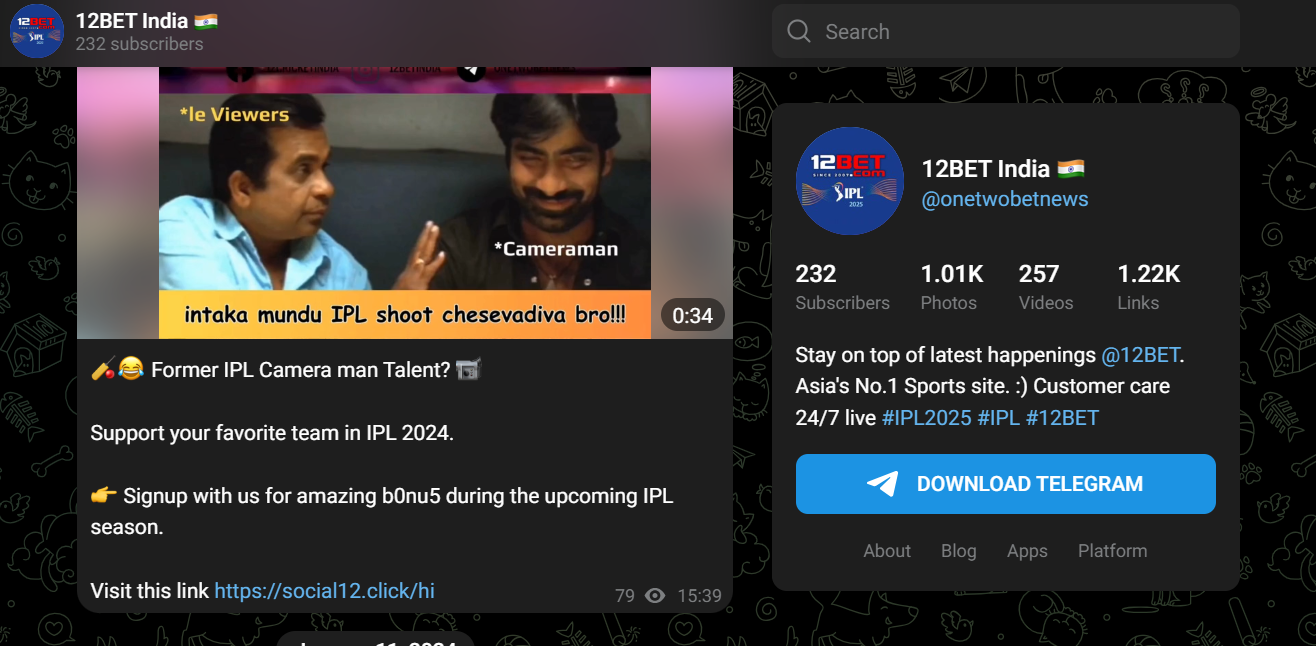 12bet telegram channel