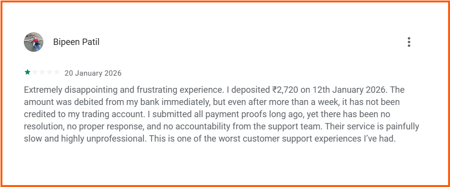 Vantage Trading App Complaint