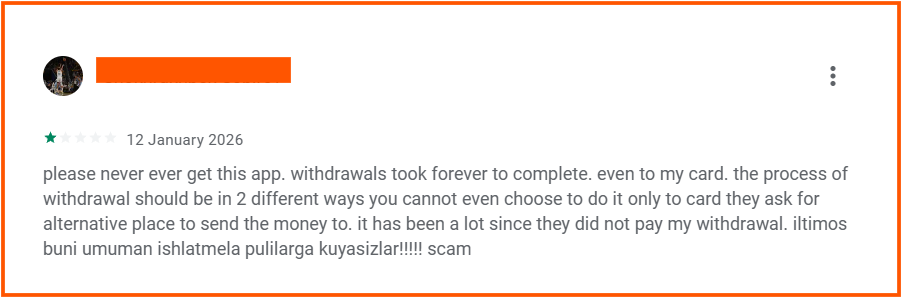 vantage trading app complaint