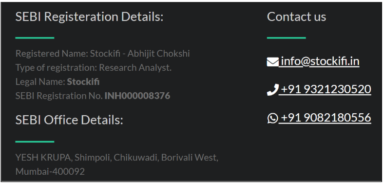 Stockifi SEBI registration