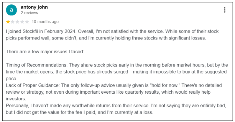 Stockifi user complaints