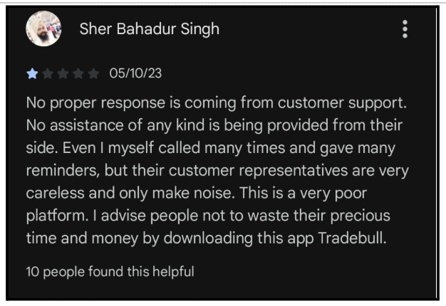 Tradebull securities user complaint