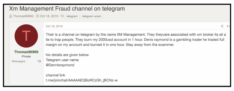XM Telegram Complaints