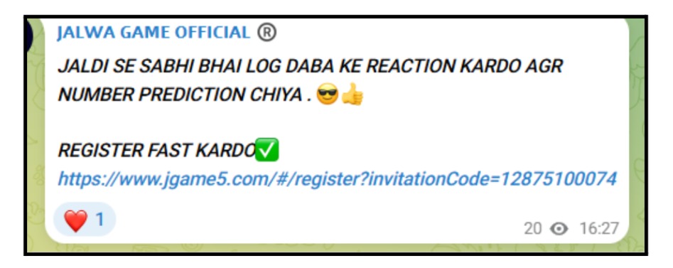 Jalwa game telegram channel