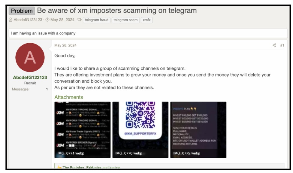 XM Telegram Complaints