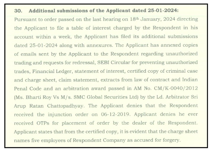 claims made during the arbitration