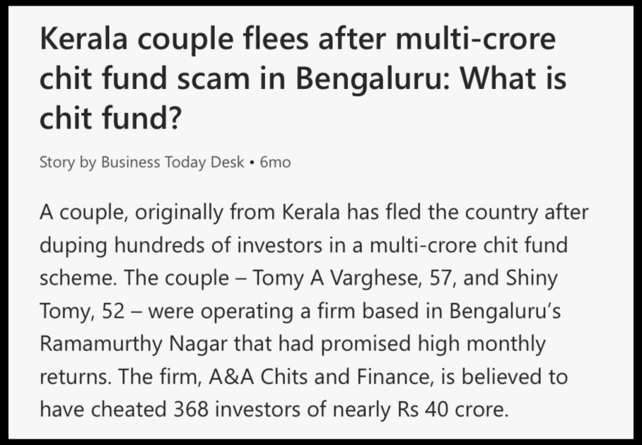 The Bengaluru "A&A Chits" Scam