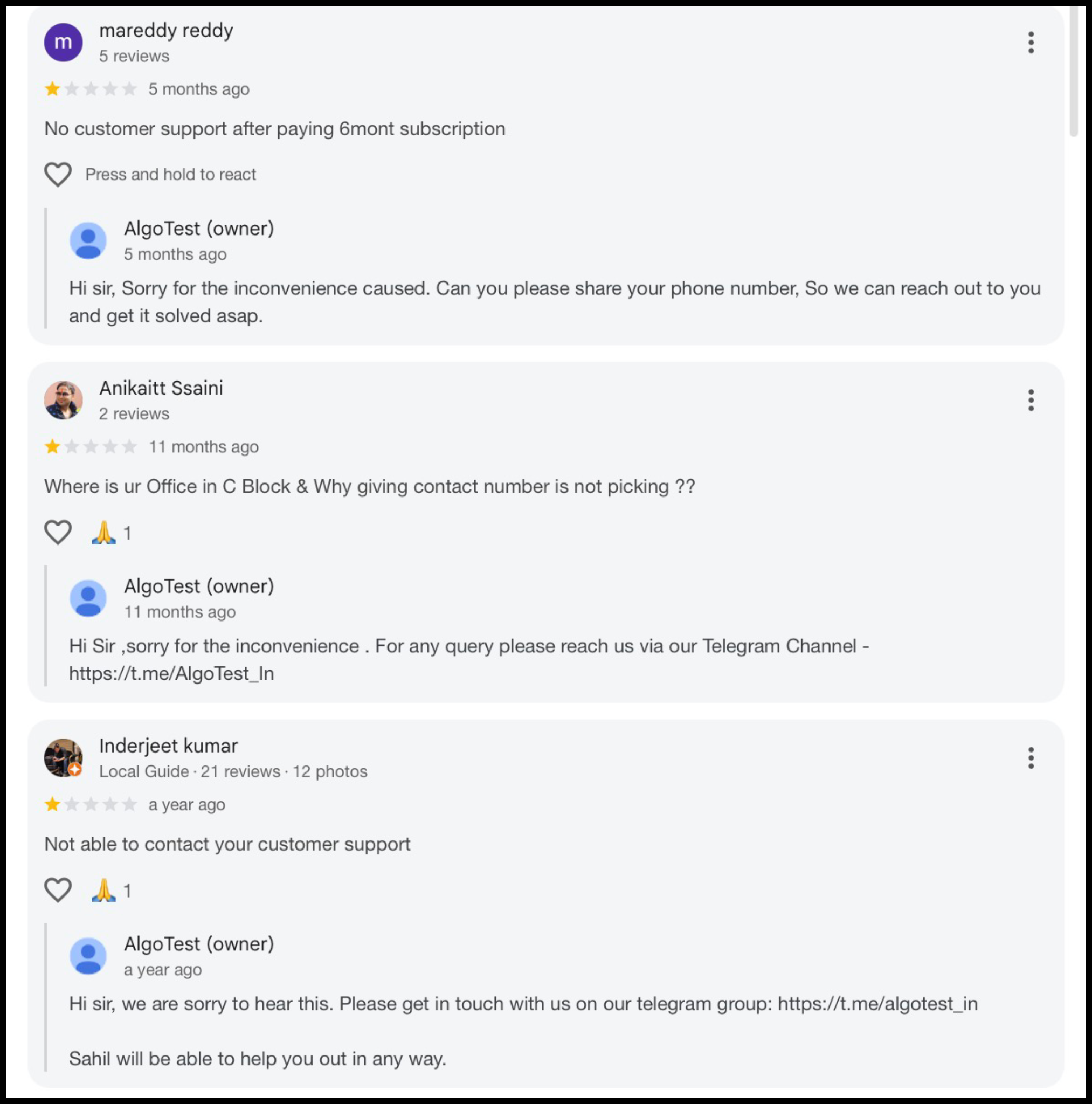 reviews packed with complaints