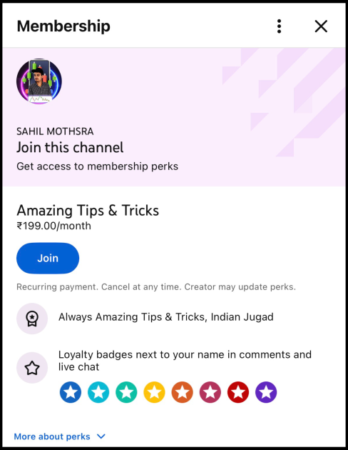 Sahil Mothsra membership