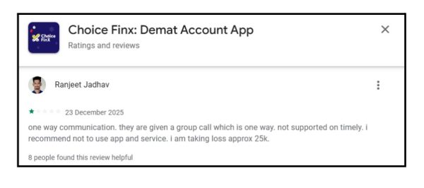 choice finx user complaint