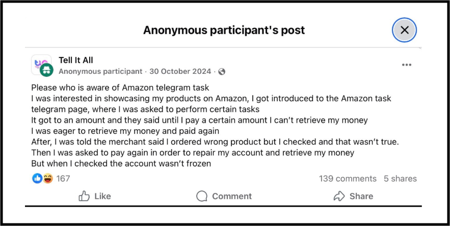 Amazon task job fake