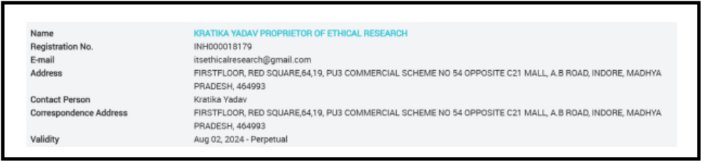 Ethical Research SEBI registration