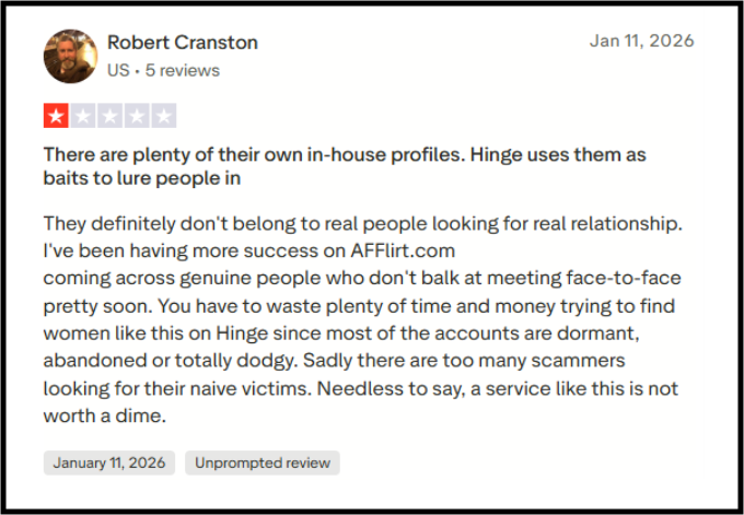 Hinge dating app bait