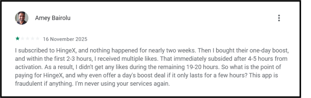 Hinge dating app issue