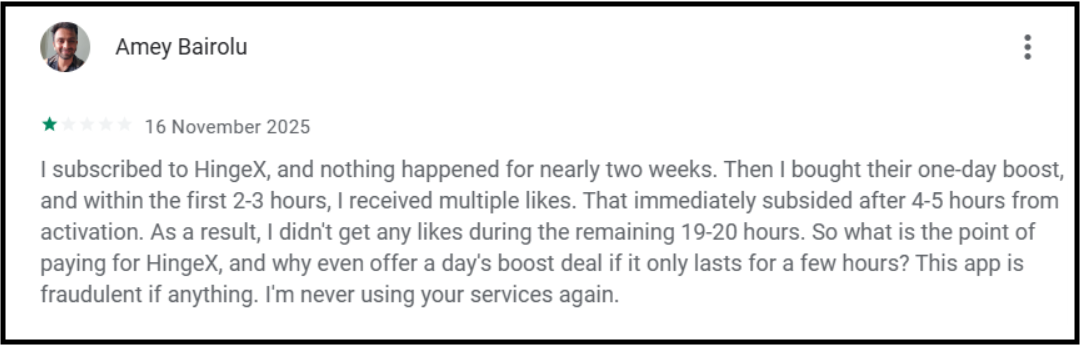 Hinge dating app issues