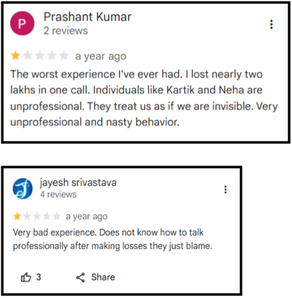 investors felt unprofessionalism