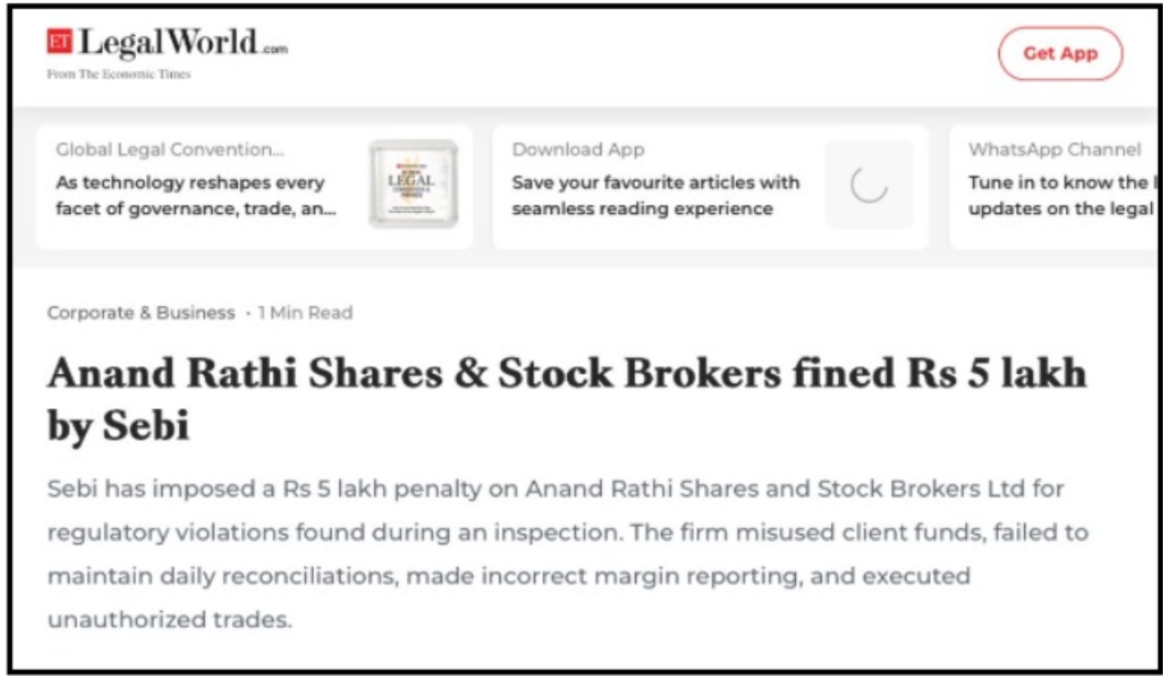 unauthorised trading by anand rathi