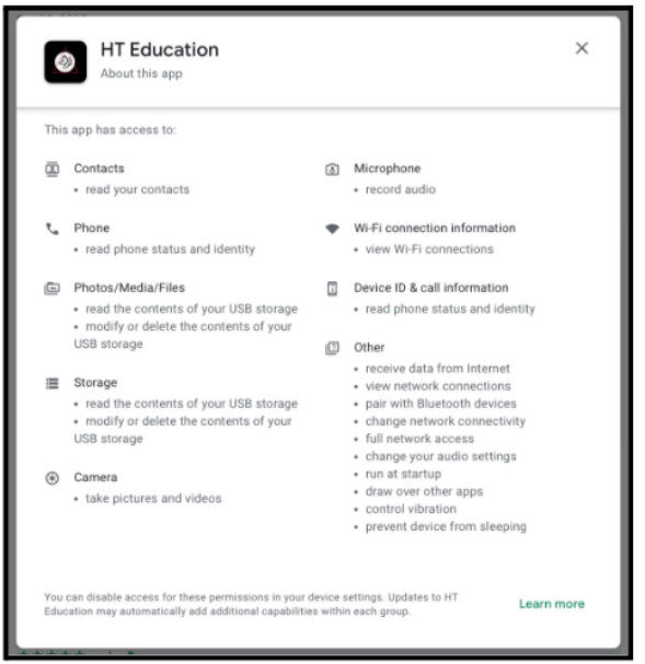 suspicious app permissions