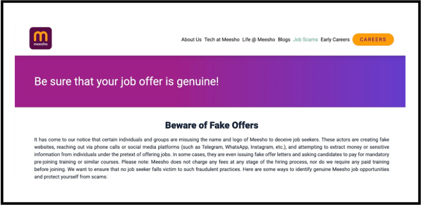 Meesho fake job offer