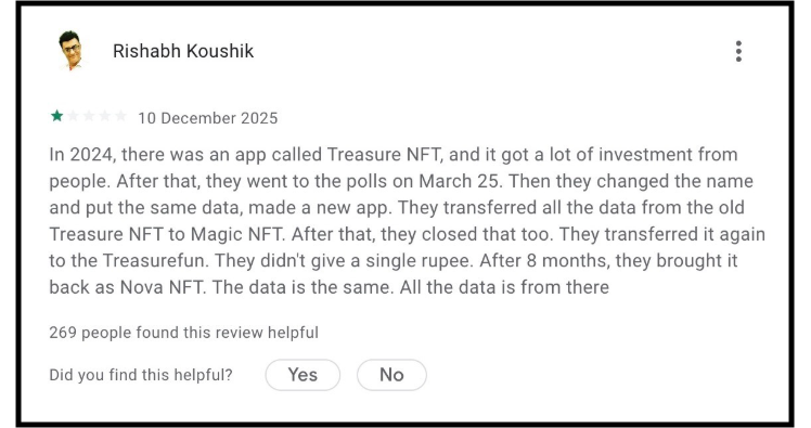 Nova NFT user complaint