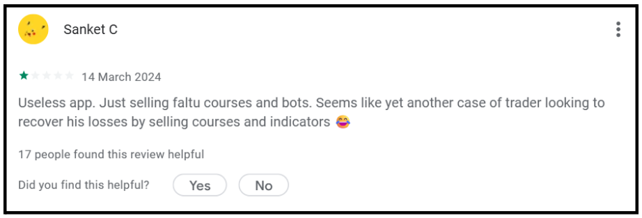 Trade with Sanchit user review