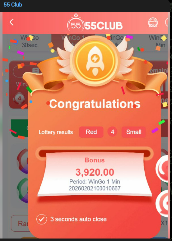 55 Club Telegram winnings