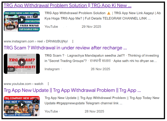 TRG Online Income freeze