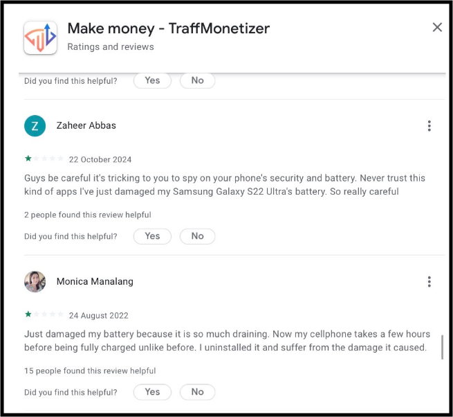 Traffmonetizer user reviews