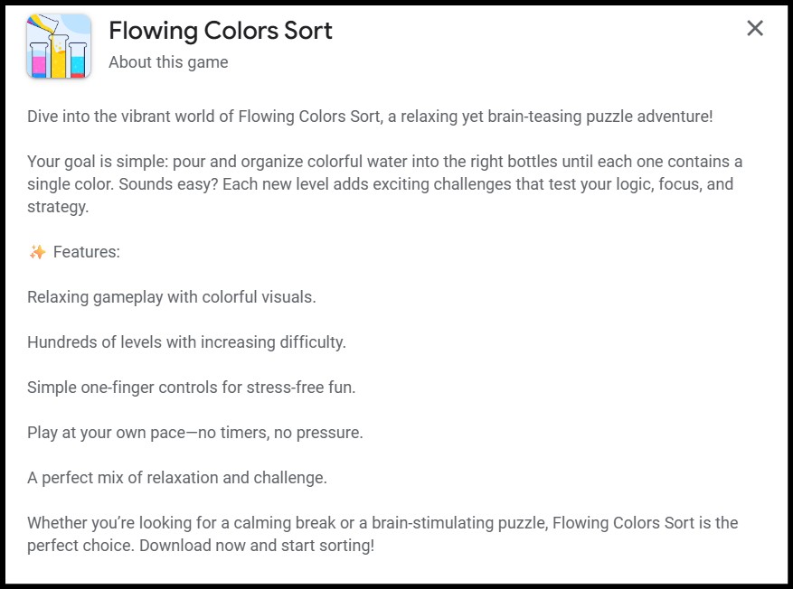 Flowing Colors Sort Withdrawal