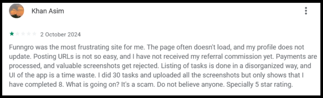 funngro earning app user complaints