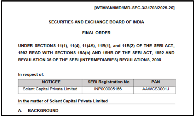 Scient Capital SEBI Order