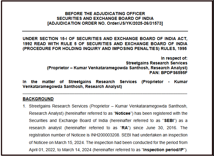 Streetgains SEBI order