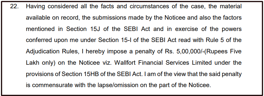 Wallfort Financial Services penalty