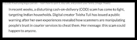 Fraudulent COD Parcel Scam tricks