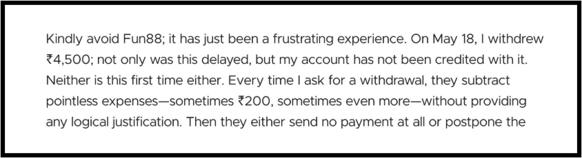 Fun88 withdrawal deduction