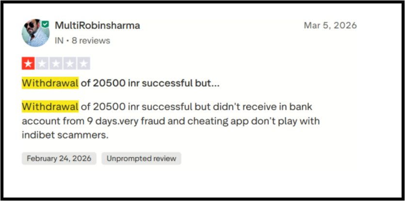 Indibet withdrawal issues