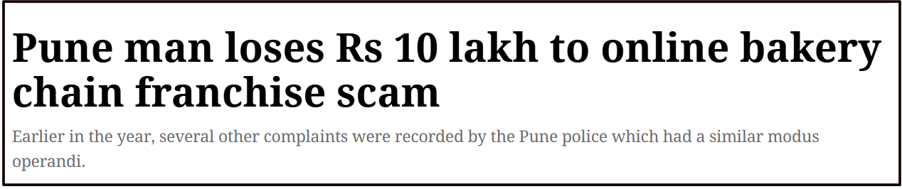 ₹10 Lakh Bakery Franchise Scam