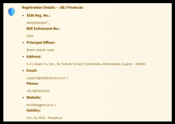 ABJ Finstocks Services sebi registration