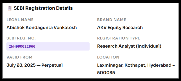 AKV Equity Research sebi