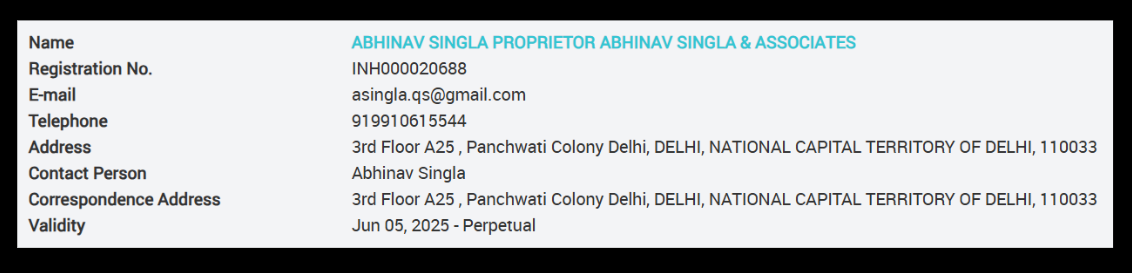 Abhinav singla sebi details
