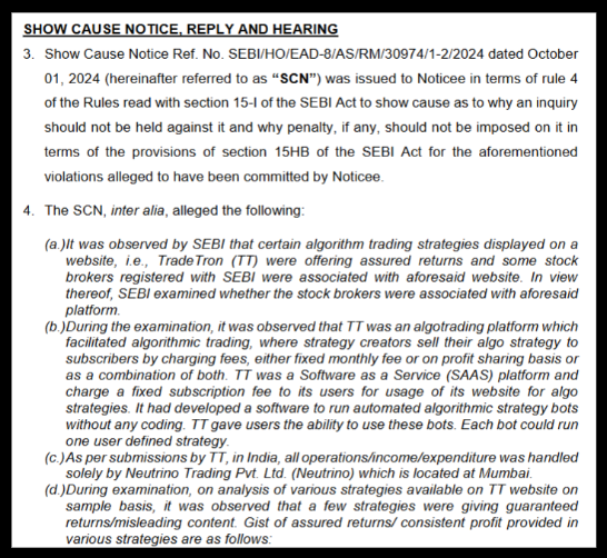 Ashlar Securities show cause notice