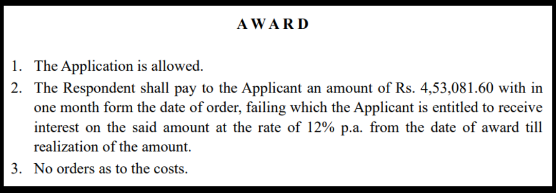 Bharat Vaghari vs. Moneylicious Securities award