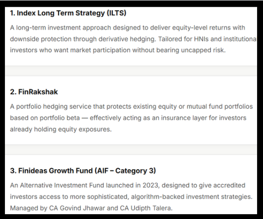 Finideas Investment Advisor offerings