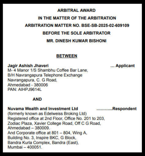 Jagir Ashish Jhaveri vs. Nuvama Wealth