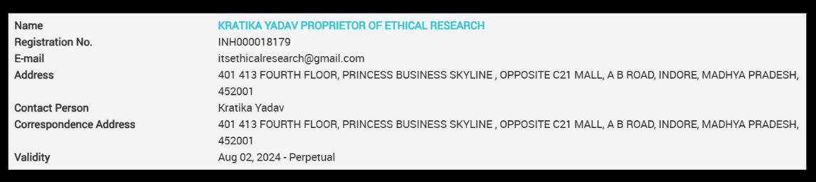 Kratika Yadav SEBI details