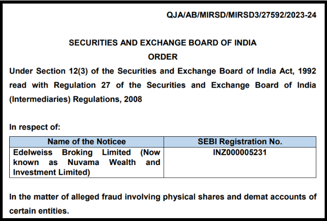 Nuvama Suspicious Transactions Case 2023