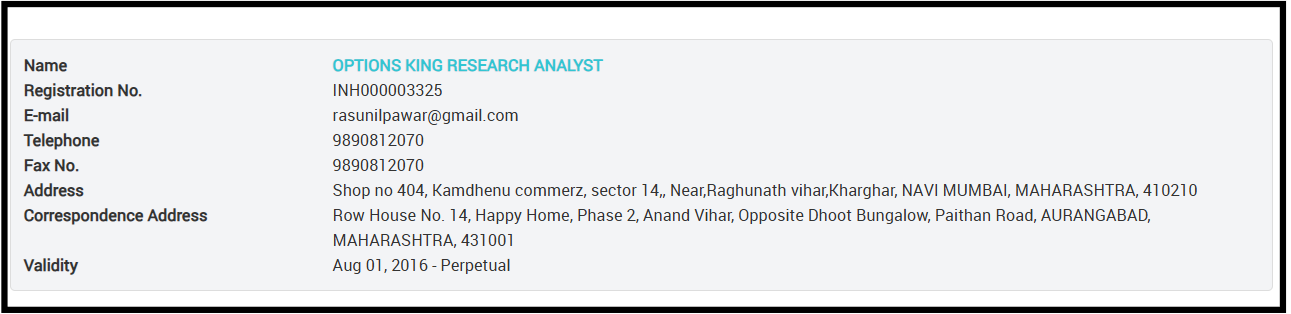 Options King SEBI registered